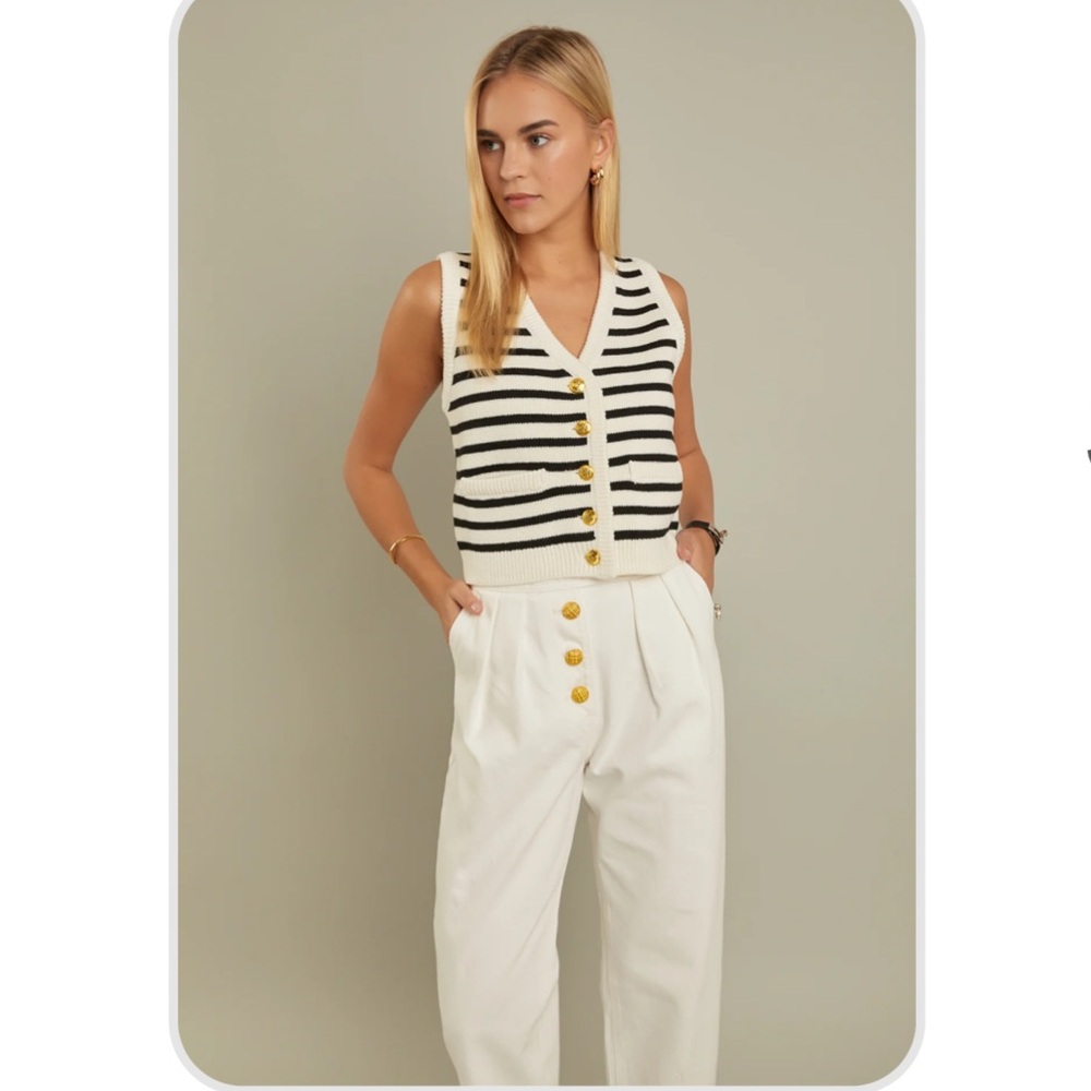English Factory— Striped Knit Vest— Size large